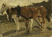 A Brown and a White Horse in Scheveningen George Hendrik Breitner